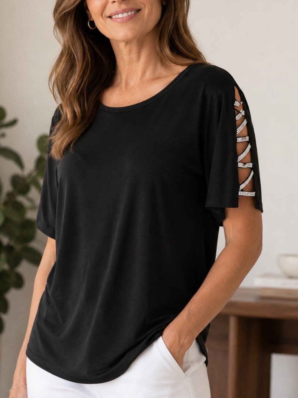 89th & Madison Rhinestone Detailed Top